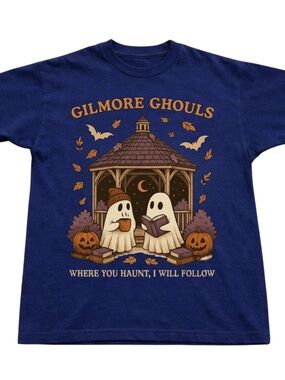 Navy Blue "Gilmore Ghouls" Halloween Ghost Graphic Tee